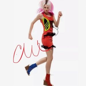 Jeremy Scott x Adidas Red and Green Midi Dress